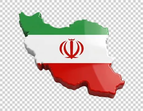 3d map of Iran with flag overlay on transparent background Stock Illustration