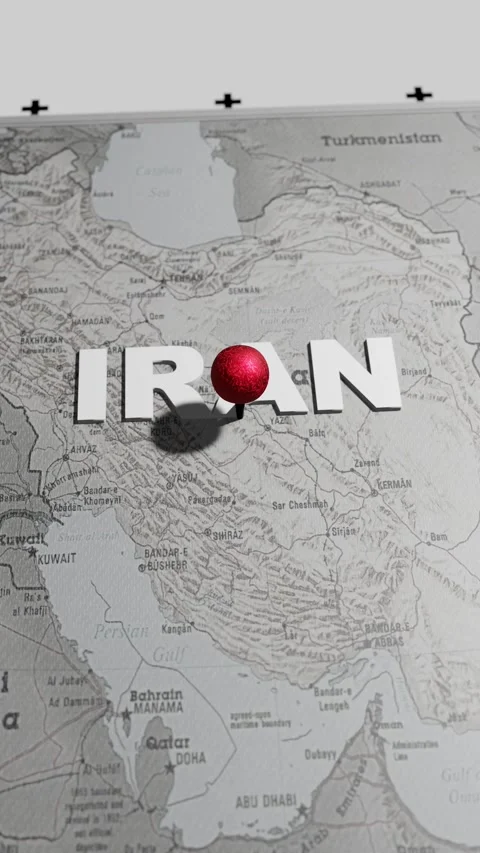 3D Map of Iran with Red Location Pin and Camera Animation Vertical Video stock 335605665