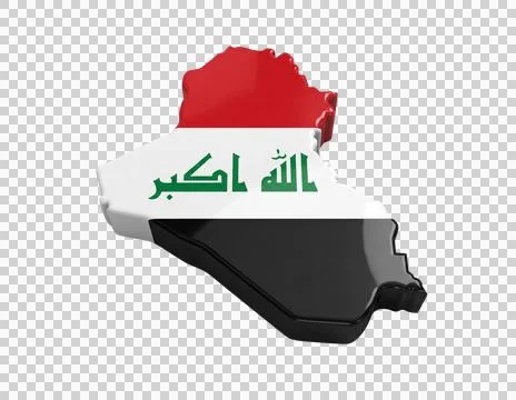 3d map of Iraq with flag overlay on transparent background Stock Illustration