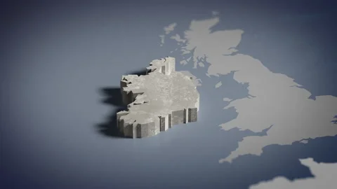 3D Map Ireland, Irish, Dublin, Europe 4K Stock Footage 336113651