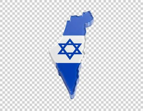 3d map of Israel with flag overlay on transparent background Stock Illustration