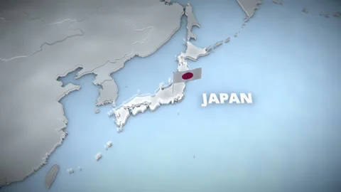 3D Map Of Japan With National Flag And Typography For News Graphics Stock Footage 336569456