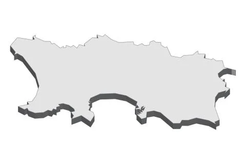 3D Map Of Jersey Illustrazione stock