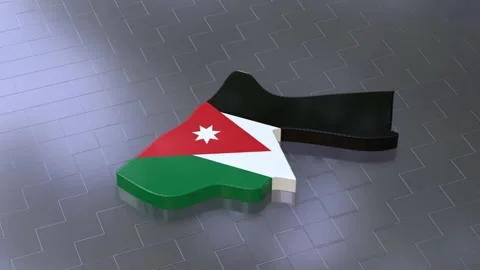  3D Map of Jordan with Flag Texture and Luma Matte Effect Video stock 282363451