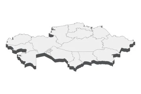 3D Map Of Kazakhstan Stock Illustration
