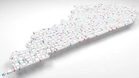 3D Map of Kentucky - USA Stock Illustration