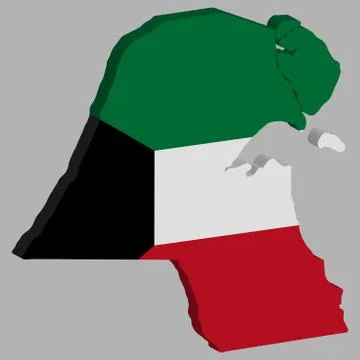 3D Map Kuwait Flag Vector illustration Eps 10 Ilustración de archivo
