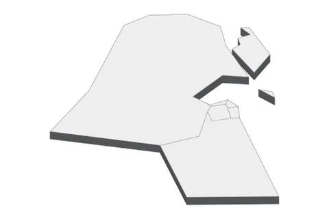 3D Map Of Kuwait Stock Illustration