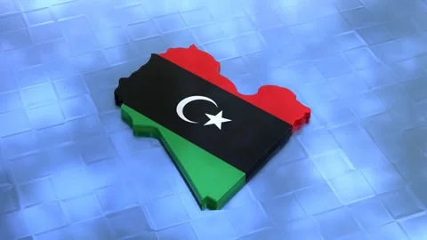 3D Map of Libya on glossy Textured Floor Video stock 284022539