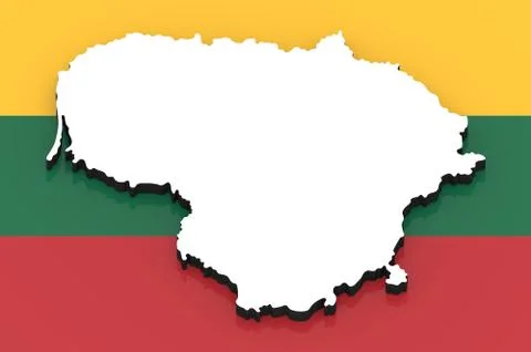 3D map of Lithuania on the national flag Stock Illustration