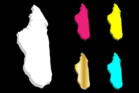 3D map of Madagascar Stock Illustration