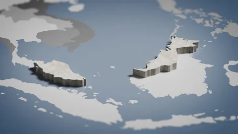 3D Map Malaysia, Malaysian, Kuala Lumpur, Asia, 4K Stock Footage 336115378