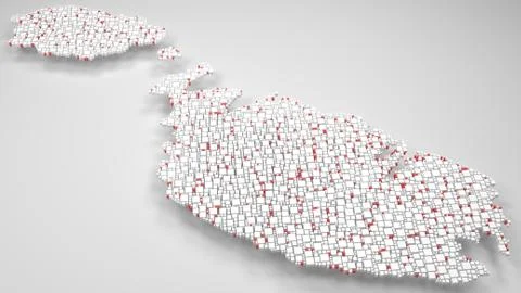 3D Map of Malta - Europe Stock Illustration