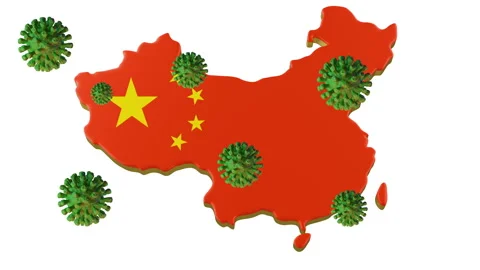 3D map with many Countries. Virus COVID-19, Flur or Coronavirus with map. 3d Stock-Footage 127915325