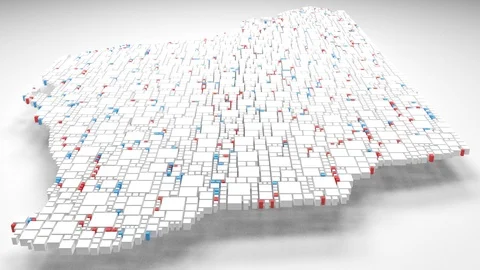 3D Map of Map of Western Australia  - Oceania Stock Footage 88195626