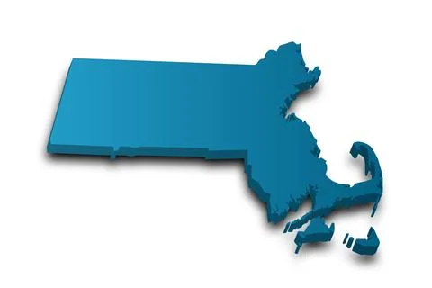 3d Map of Massachusetts state with color. United State of America, US, Unit.. Stock Illustration