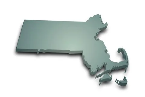 3d Map of Massachusetts state with color. United State of America, US, Unit.. Stock Illustration