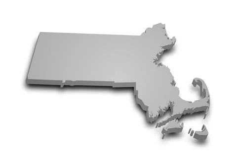 3d Map of Massachusetts state with color. United State of America, US, Unit.. Stock Illustration