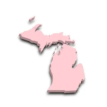 3d Map of Michigan state with color. United State of America, US, United Stat Stock Illustration