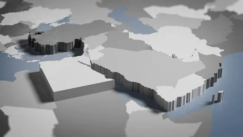 3D Map Middle East, Arab countries, Arab states 4K Stock Footage 336115568