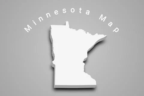 3d Map of Minnesota state, minn, mn Stock Illustration