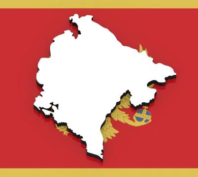 3D map of Monte Negro on the national flag Stock Illustration