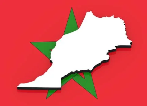 3D map of Morocco on the national flag Stock Illustration