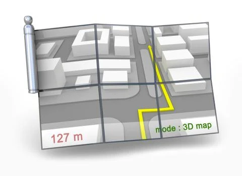 3D map navigator on white background Stock Illustration