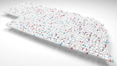 3D Map of Nebraska - USA Stock Illustration