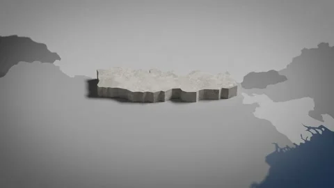 3D Map Nepal, Nepali, Nepalese, Kathmandu, Asia, 4K Stock Footage 336115634