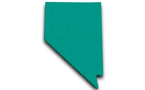 3d Map of Nevada state with counties and color. United State of America, US.. Stock Illustration