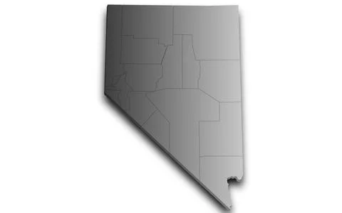 3d Map of Nevada state with counties and color. United State of America, US.. Stock Illustration