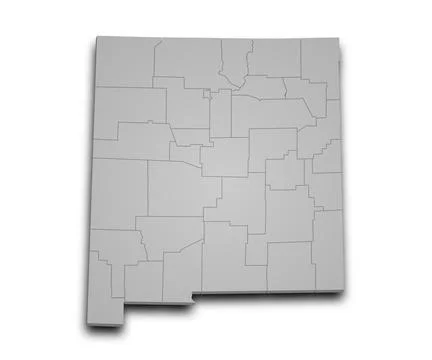 3d Map of New Mexico state with counties, color. United State of America, U.. Stock Illustration