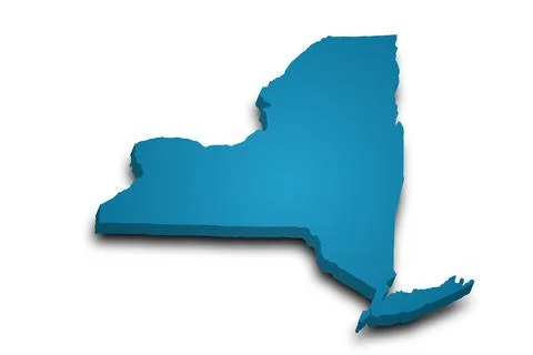 3d Map of New York state with color. United State of America, US, United Stat Stock Illustration