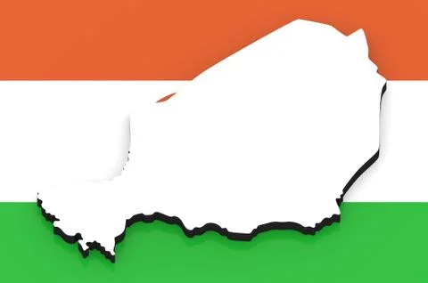 3D map of Niger on the national flag Stock Illustration