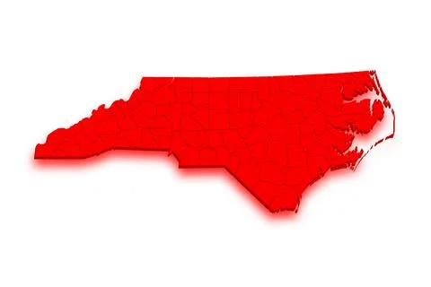 3D map of North Carolina with county Stock Illustration