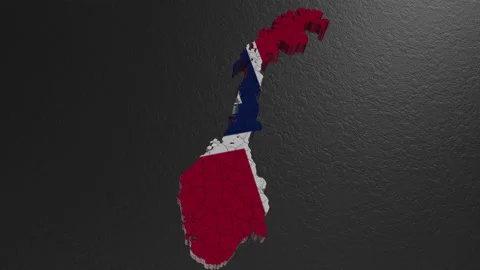 3D map of Norway. Norway map 3d. Map 3D rendering. Stock Footage 230480860