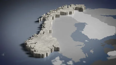3D Map Norway, Norwegian, Oslo, Europe, 4K Stock Footage 336116391
