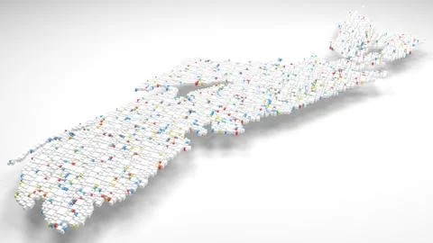 3D Map of Nova Scotia - Canada Stock Illustration
