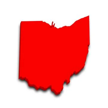 3d Map of Ohio state with color.  United State of America, US, United State. Stock Illustration