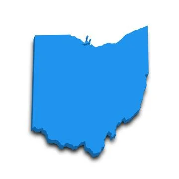 3d Map of Ohio state with color.  United State of America, US, United State. Stock Illustration