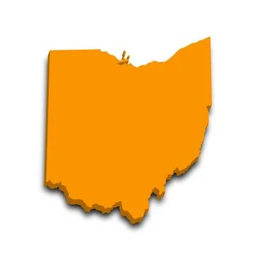 3d Map of Ohio state with color.  United State of America, US, United State. Stock Illustration