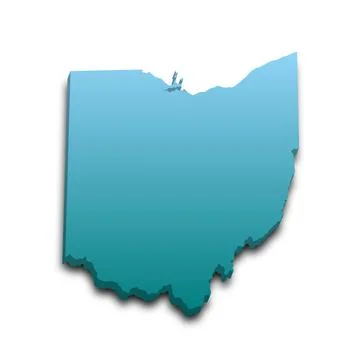 3d Map of Ohio state with color.  United State of America, US, United State. Stock Illustration