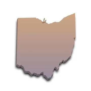3d Map of Ohio state with color.  United State of America, US, United State. Stock Illustration