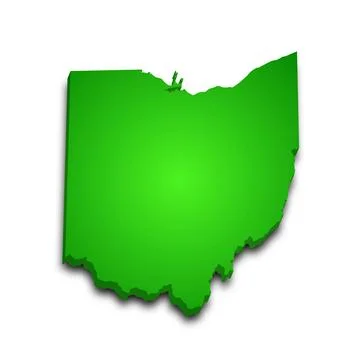 3d Map of Ohio state with color.  United State of America, US, United State. Stock Illustration
