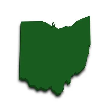 3d Map of Ohio state with color.  United State of America, US, United State. Stock Illustration