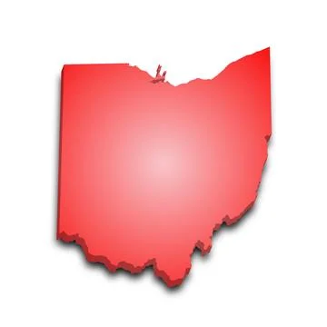 3d Map of Ohio state with color.  United State of America, US, United State. Illustrazione stock
