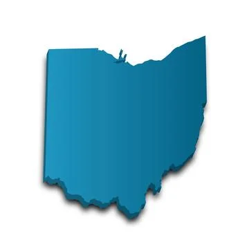 3d Map of Ohio state with color.  United State of America, US, United State. Stock Illustration
