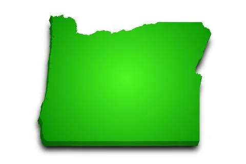 3d Map of Oregon state with color. United State of America, US, United State Stock Illustration
