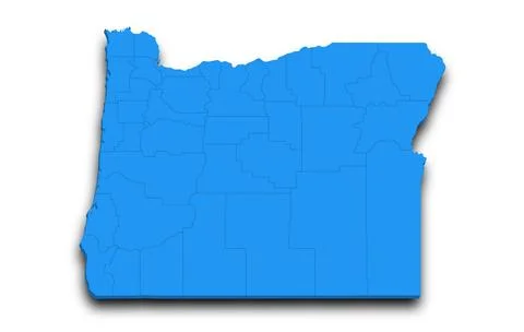 3d Map of Oregon state with color. United State of America, US, United State Stock Illustration